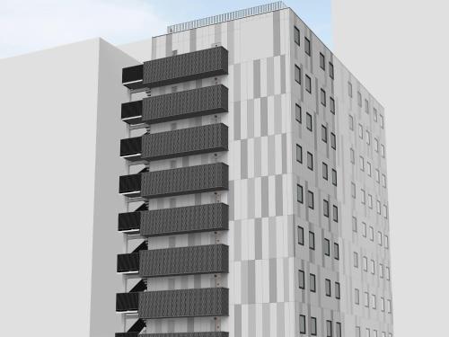 an architectural rendering of a tall white building at Comfort Hotel Mito in Mito