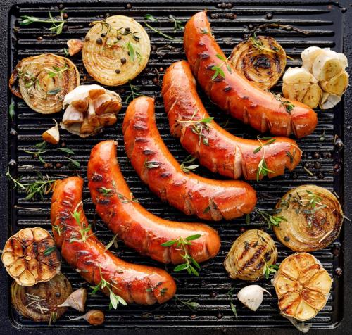 a group of sausages and other foods on a grill at SPRINGS VILLAGE Ashigara-Tanzawa Hot Spring Resort & Glamping - Vacation STAY 42309v in Oyama