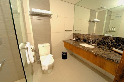 a bathroom with a toilet and a sink and a mirror at Best Western Plus The Ivywall Resort-Panglao in Panglao