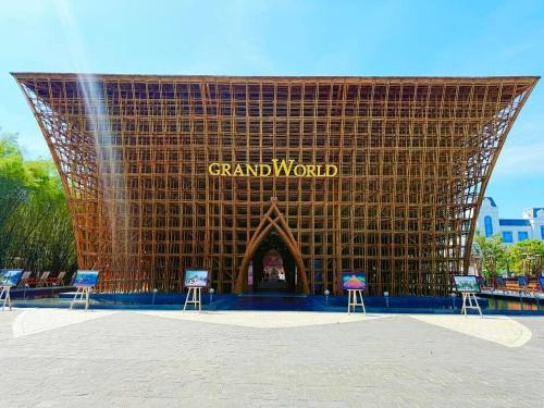 a large building with a sign that reads grand nord at Moc Lam Homestay GrandWorld Phu Quoc in Phu Quoc