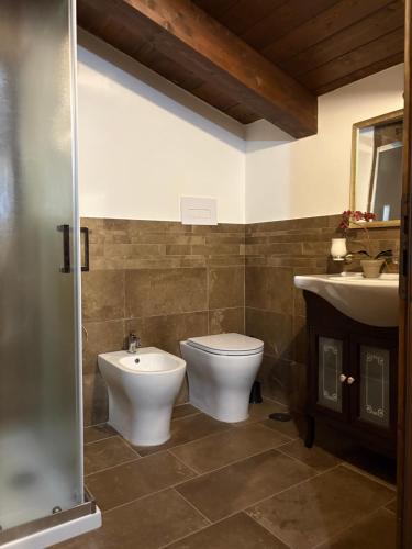 a bathroom with a toilet and a sink at Agri Charme Tenuta Picilli in Albanella
