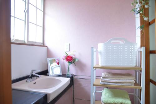 a bathroom with a sink and a white sink at Green House 201 - Vacation STAY 28288v in Tokyo