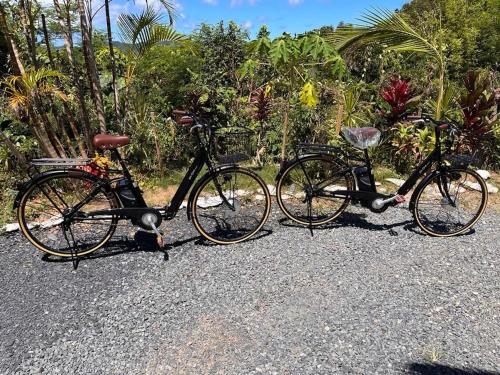 Un par de bicicletas estacionadas una al lado de la otra. en Ashitoku Bungalow - Vacation STAY 67581v, en Akaoki