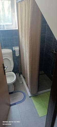 a bathroom with a toilet and a shower at Faris in Bihać