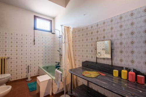 a bathroom with a sink and a toilet at Tenuta Podere Montemelino in Sarteano