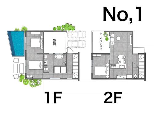 a drawing of a floor plan of a house at RYUKYU BREEZE No,1, No,2, No,3, No,4 - Vacation STAY 91466v in Nago