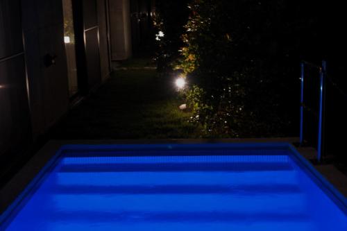 a blue pool in the yard at night at RYUKYU BREEZE No,1, No,2, No,3, No,4 - Vacation STAY 91504v in Nago