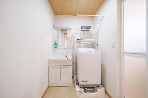 宮古島にあるBLUESOLARE Reef - Vacation STAY 14165vの洗面台とトイレを備えた小さな白いバスルーム