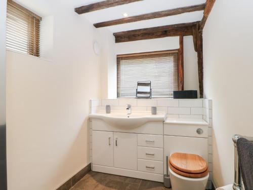 a bathroom with a sink and a toilet at West Lodge in Ashford
