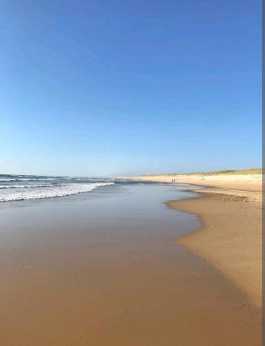 a beach with the ocean and a blue sky at Mimizan plage Balcon des pêcheurs in Mimizan-Plage