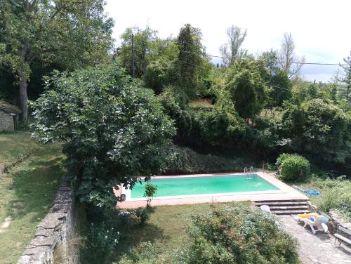 a swimming pool in a garden with a tree at Bed and Breakfast Nicole Ponti in Ponti