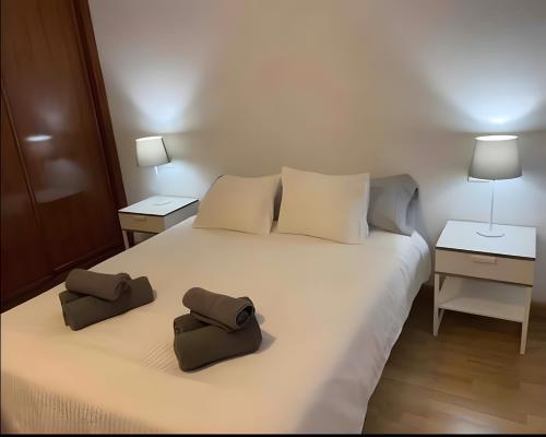 ein Schlafzimmer mit einem großen weißen Bett mit zwei Kissen in der Unterkunft Attenery in Las Palmas de Gran Canaria
