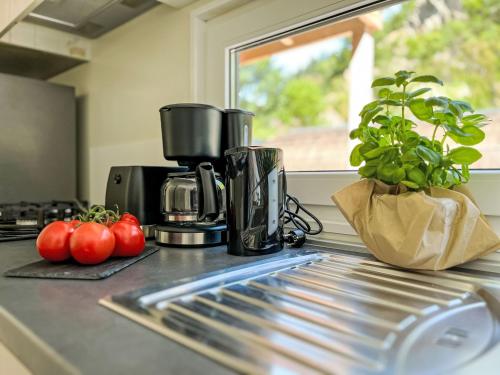 Kemudahan buat kopi dan teh di Holiday Home Tiny Haus Vierseenblick Nummer 3 by Interhome