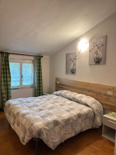 a bedroom with a large bed and a window at Agriturismo Cornei da Nadia in Collio