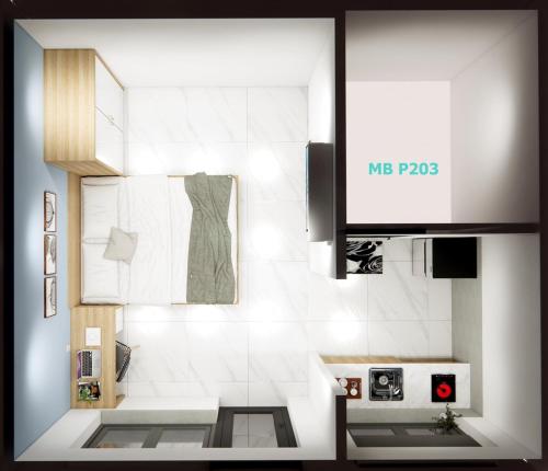 a small kitchen with a sink and a microwave at Koala1 Apartment in Vung Tau