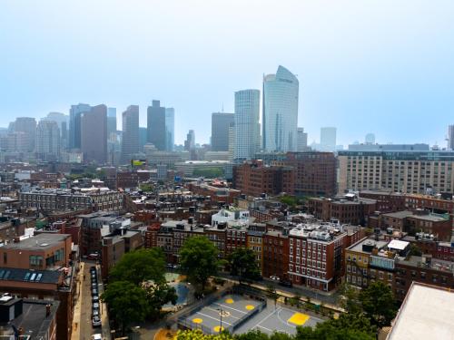 an aerial view of a city with tall buildings at North End Entire House in Boston