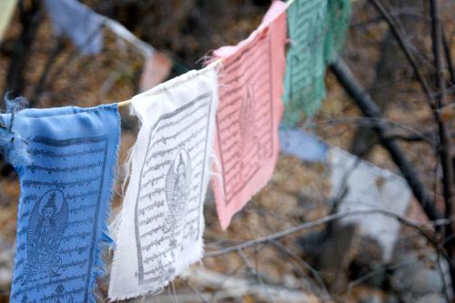 a bunch of laundry hanging on a clothes line at White Lotus House in Crestone
