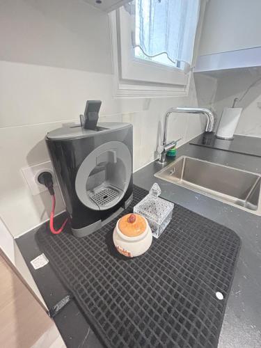 Dapur atau dapur kecil di Charmant studio neuf et meublé