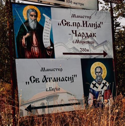 a sign with a picture of a pope on it at Villa Srna Apartments 