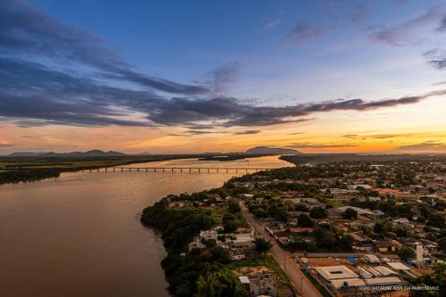an aerial view of a bridge over a river at Apartamento Centro Cívico in Boa Vista