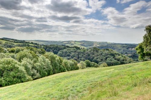 a grassy hill with a view of the rolling hills at Threshing Barn in Bampton