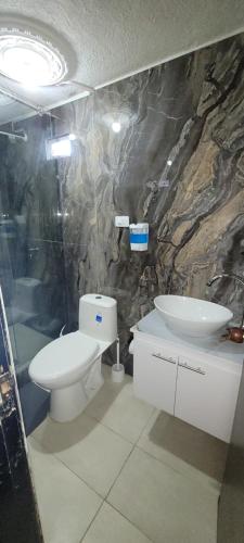 a bathroom with a toilet and a sink at Apto Duplex Familias Numerosas Centro Pasto in Pasto