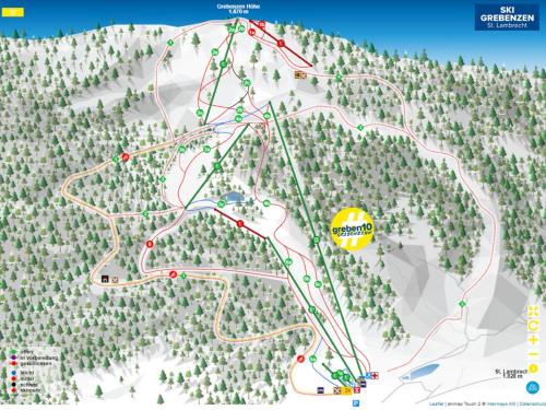 a map of a ski resort with a mountain in the background at Chalet Kolibri in Sankt Lambrecht