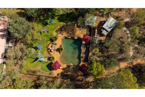 an aerial view of a park with a yard at Discovery Resorts - Kings Canyon in Kings Canyon