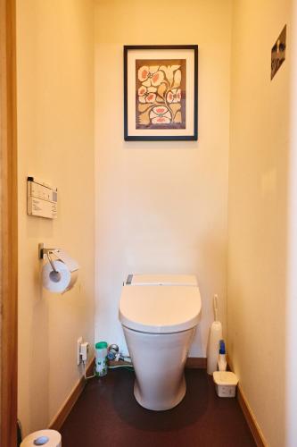 a bathroom with a toilet and a painting on the wall at TOOD一宮 -B棟 in Ichinomiya