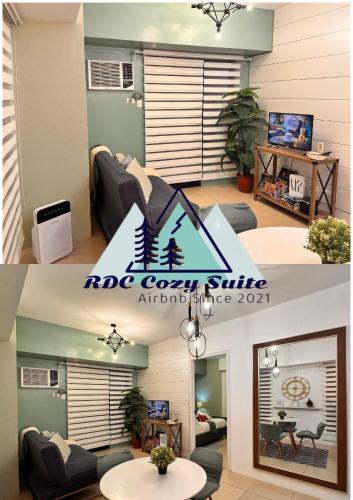 a living room with a couch and a table at RDC Cozy Suite in Tagaytay