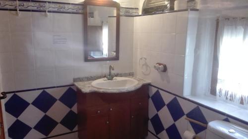 a bathroom with a sink and a mirror at La Barraca d'en Salvador in Deltebre
