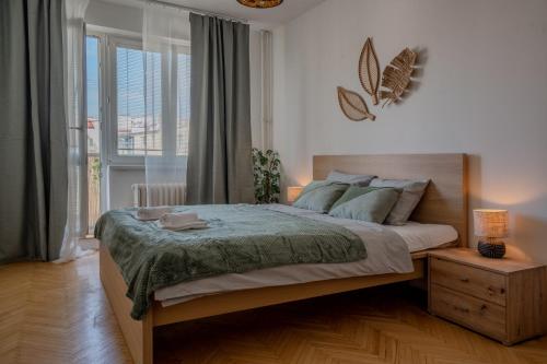 Spacious residential apt with balcony by TV tower