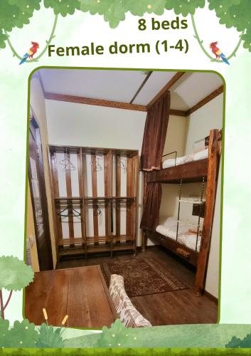 a room with two bunk beds and a mirror at DRIMIN - by Sunrise Caravan boutique Guesthouse and hostel in Tashkent