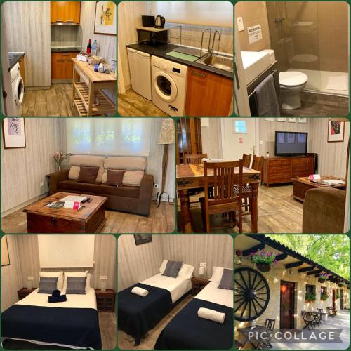 a collage of pictures of a kitchen and a living room at Agroturismo Anziola in Oiartzun