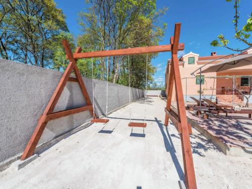 a wooden frame on top of a wall at Holiday Home in Zemunik Donji with Pool in Donji Zemunik