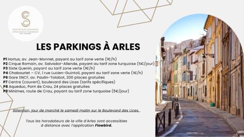 a flyer for a street in a city with an archway at Côté Pur Arles Centre in Arles