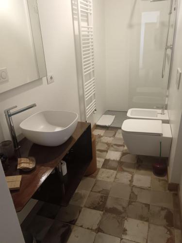 a bathroom with a sink and a toilet at Langhe & Wine Accommodation in Neive