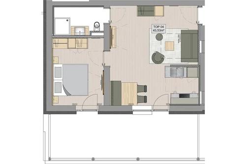 a drawing of a floor plan of a house at Die Monika Aparthotel in Gaschurn