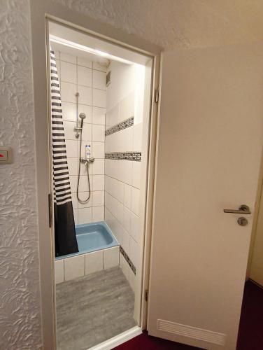 a bathroom with a bath tub and a shower at Hostel 45 in Bonn