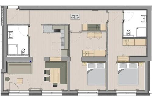 a floor plan of a building at Die Monika Aparthotel in Gaschurn