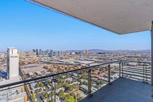 a view of the city from the balcony of a building at Palms Place Condo Hotel & Casino in Las Vegas
