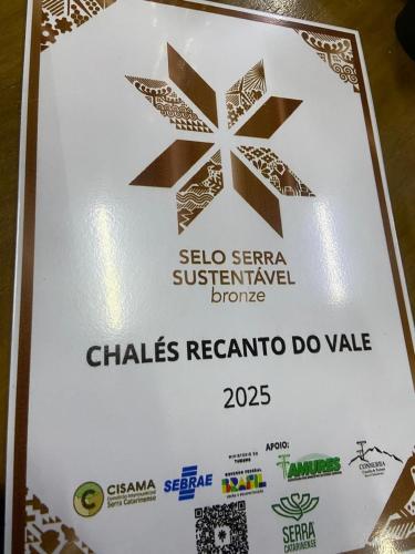 Sijil, anugerah, tanda atau dokumen lain yang dipamerkan di Chalés Recanto do Vale - TUCANO
