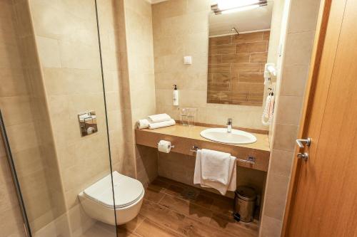 a bathroom with a toilet and a sink at Etno Naselje Vrdnička kula in Vrdnik