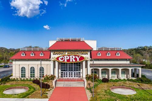 a shopping center with aavy sign in front of a building at Peaceful Getaway Hot Tub Perfect Location in Sevierville