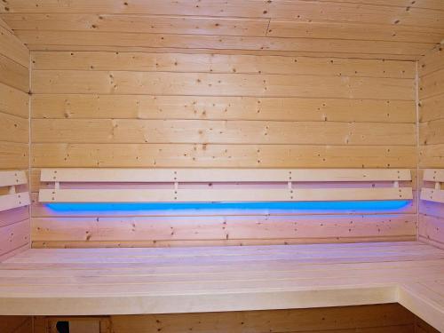 a sauna with a wood paneled wall at 10 person holiday home in Juelsminde-By Traum in Juelsminde