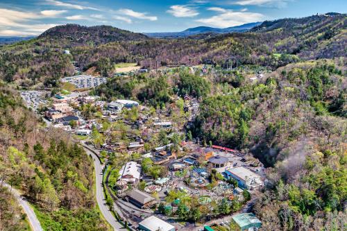an aerial view of a town in the mountains at Relaxing Escape Pool Access & Close to Dollywood in Pigeon Forge