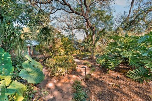 a garden with palm trees and plants on the ground at Madeira Cottage - Amphitheater in Saint Augustine