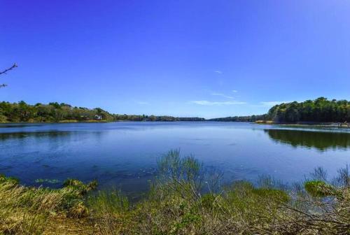 a large body of water with trees in the background at Water View Home with Hot Tub Balcony Pool and Tennis in Mashpee