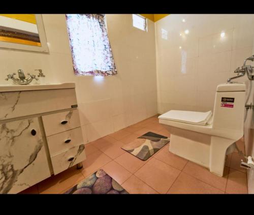 a bathroom with a toilet and a sink at LA Address Retreat - The Heritage Homestay in Ooty