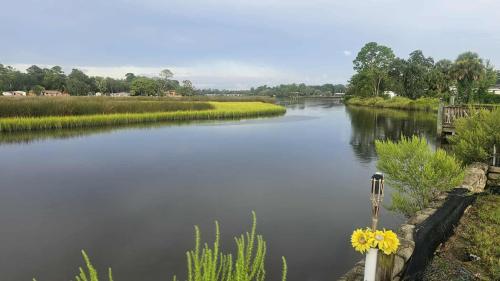 a view of a river with a paddle in the water at Jacksonville Waterfront Retreat 3BR 3BA Fishing Dock River Views in Jacksonville